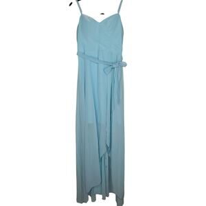 Shein Light Blue Chiffon High Low Maxi Dress with Tie Belt Women’s Size Medium